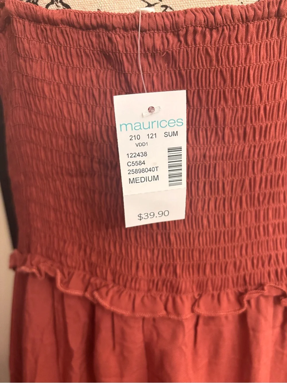 Maurices Rust Orange Crochet Lace Asymmetrical Maxi Dress